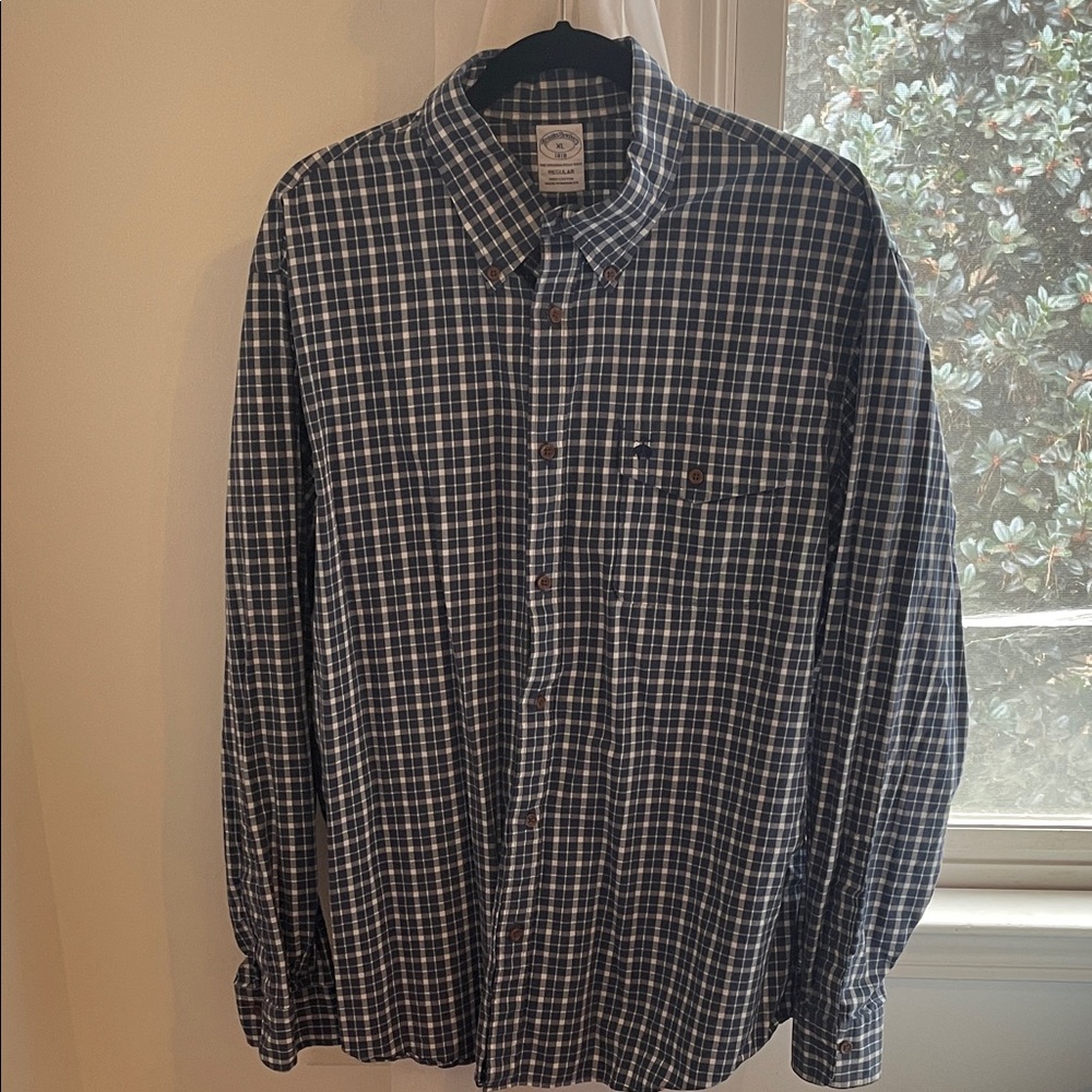 Brooks Brothers Navy and White Plaid Shirt